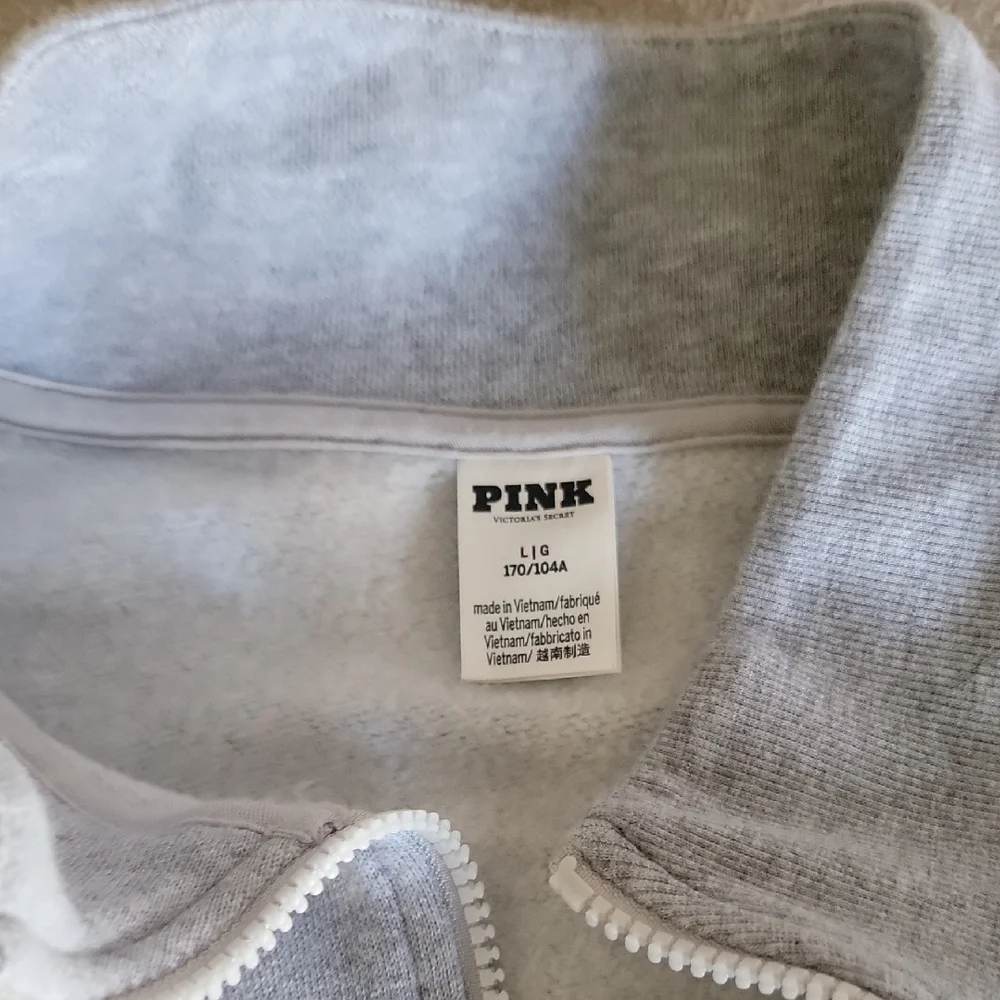 PINK Victoria's Secret Light Gray Half-Zip Sweatshirt - Picture 3 of 3